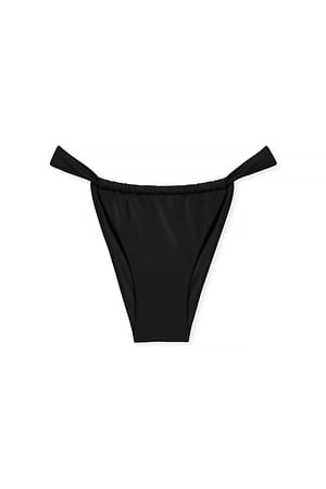Jet Black Shiny High Cut Draped Bikini Panty