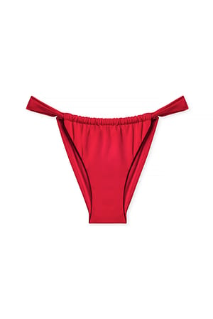 Spicy Red Skinnende bikinitruse med høyt liv og drapering