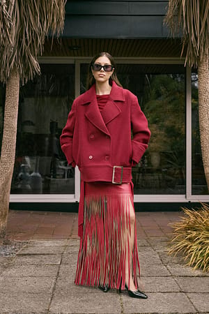 Burgundy Short Belted Jacket