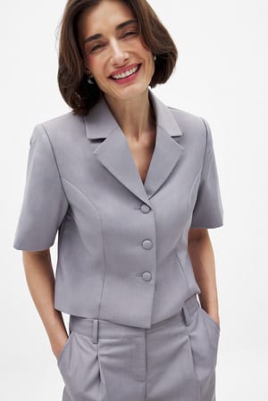 Dusty Blue Short Sleeve Blazer