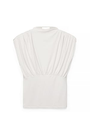 Offwhite kurzärmeliges Jersey-Oberteil