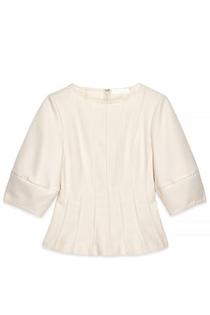 Cream Blusa de manga corta con paneles