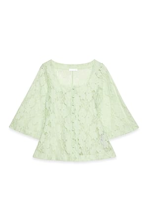 Light Green Kortærmet top med sløjfe