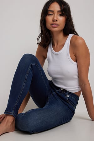 Dark Blue Skinny High Waist Jeans