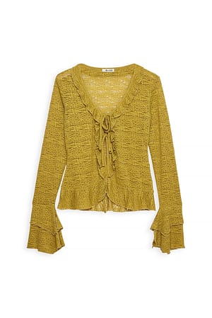 Green Sleeve Flounce Lace Top