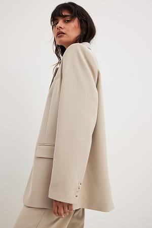 Beige Relaxed Oversized-Fit Blazer