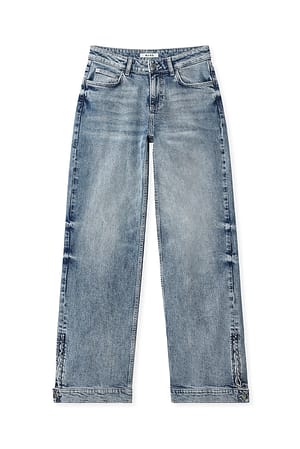Light Blue Bukse i denim med splittdetaljer