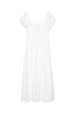 White Kortærmet maxikjole med smock