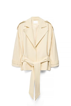 Light Beige Blød midilang trenchcoat med bælte