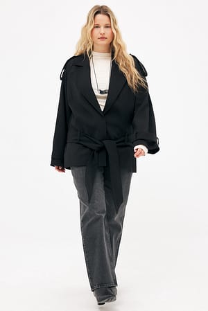 Black Soft Belted Midi Trenchcoat