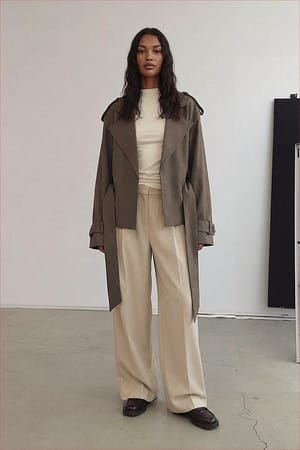 Taupe Soft Belted Trenchcoat
