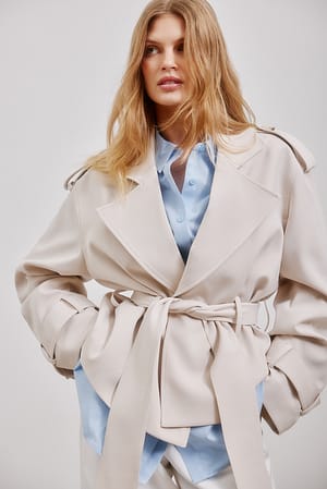 Light Beige Soft Belted Trenchcoat