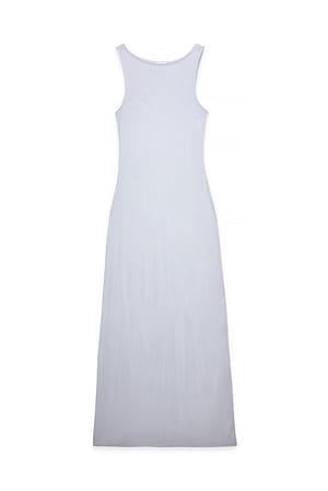 Light Blue Soft Line ärmelloses Maxikleid mit U-Boot-Ausschnitt