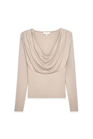 Beige Soft Line Draped Top
