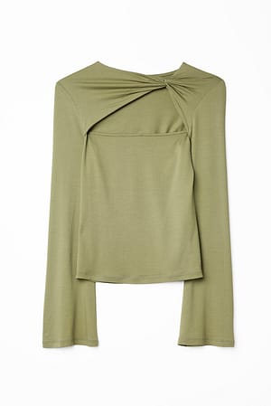 Khaki Soft Line Twist Top