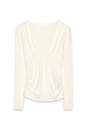 White Blød Soft Line top med flæser og V-udskæring