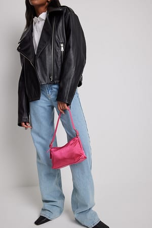 Magenta Soft Satin Baguette Bag