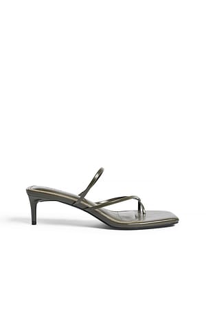 Khaki Tacones con punta cuadrada