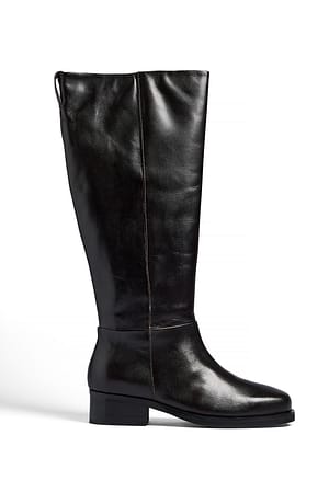 Brown Squared Toe Leather Boots