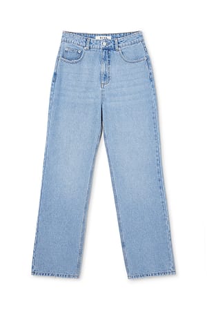 Light Blue Rette ankeljeans med høyt liv