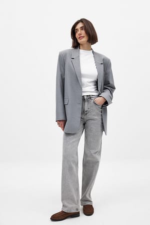 Grey Gerade geschnittene Jeans mit hoher Taille