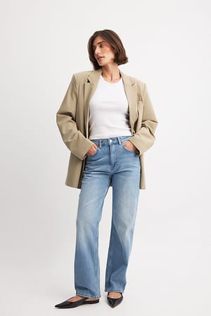 Light Blue Jeans med lige ben og høj talje