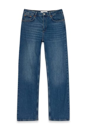 Mid Blue Rette jeans med høy midje