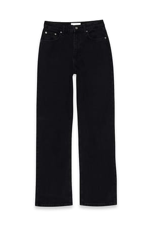 Washed Black Rette jeans med høy midje