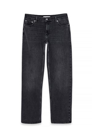 Dark Grey Vaqueros rectos de talle bajo