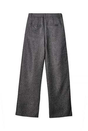 Grey Straight Mid Waist Pants