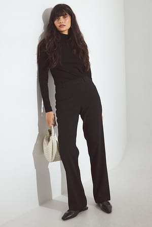 Black Straight Suiting Trousers