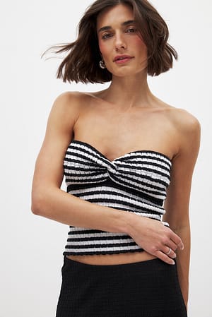 Stripe Stripe Twist Detailed Tube Top