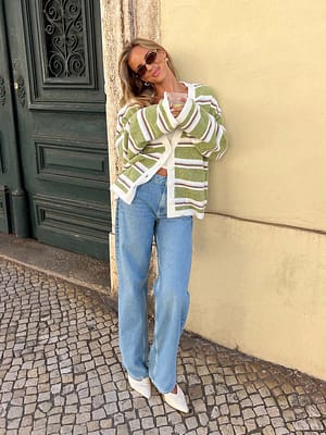 Stribet cardigan