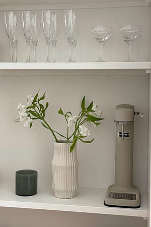 Beige Gestreifte Eco Vase