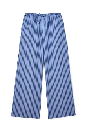 Blue Stripe Randiga byxor med elastisk mellanhög midja