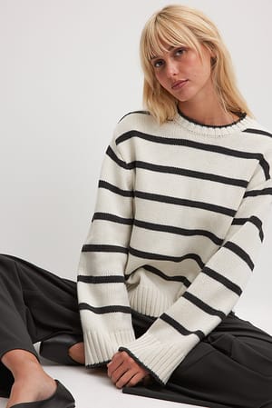Gestreifter-Strickpullover