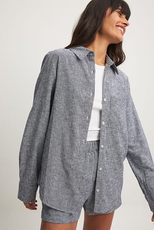 Chemise rayée en lin mélangé