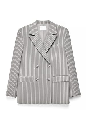 Grey Striped Randig oversized blazer