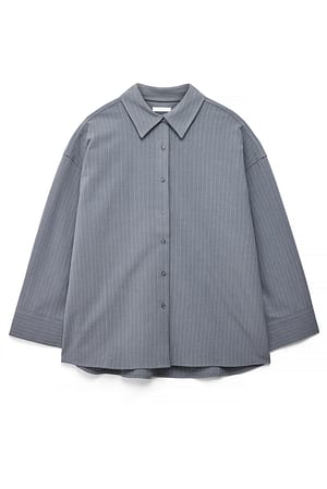 Grey Pinstripe Skjorte i overstørrelse med striber