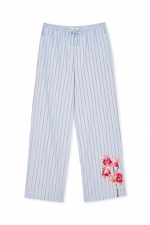 Blue Stripe Gestreifte bedruckte Hose
