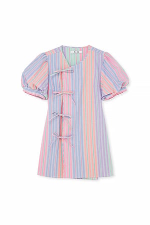 Multi Stripe Gestreiftes Minikleid mit Schnürdetail