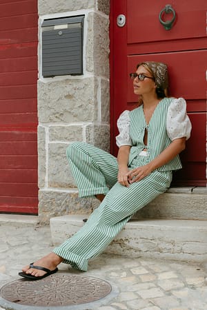 Green Stripe Bukse med striper
