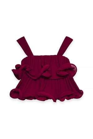 Hot Pink Structure Frills Top