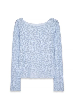 Light Blue Top med struktur og bådhals