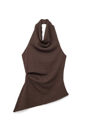 Brown Struktureret top med halterneck