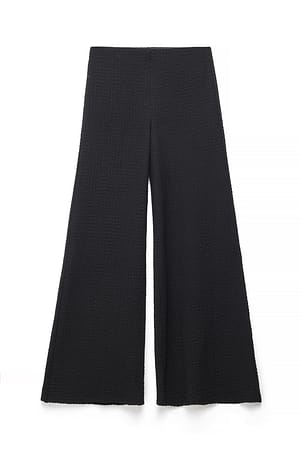 Black weit geschnittene Strukturierte Hose