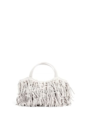 Offwhite Bolso de ante con flecos