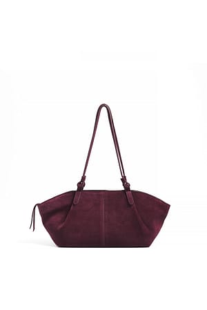 Burgundy Håndveske i semsket skinn