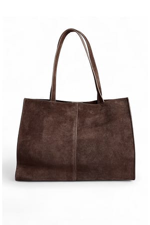 DK Brown Suede Squared Tote Bag