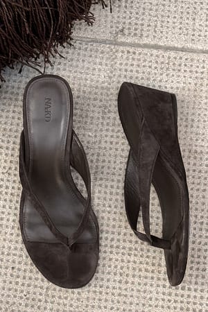 Dark Brown Suede Wedges